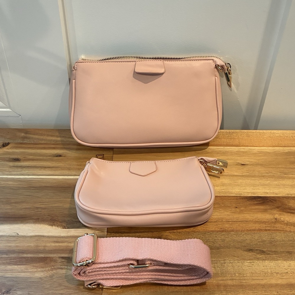 ANT EXPEDITION Pink 2 Bag Crossbody Purse Multi Pochette Wide Strap NWOT